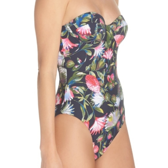 J. Crew Floral Printed 1 Piece Swim Sz 2 - Picture 3 of 4